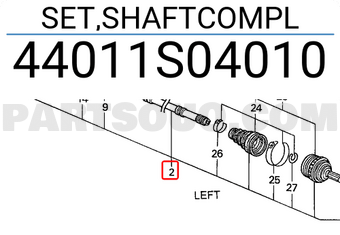 Honda 44011S04010 SET,SHAFTCOMPL