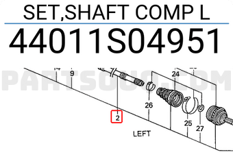 Honda 44011S04951 SET,SHAFT COMP L