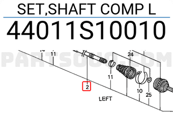 Honda 44011S10010 SET,SHAFT COMP L