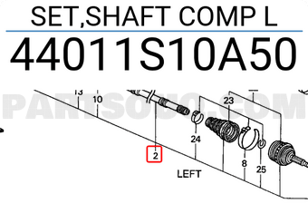 Honda 44011S10A50 SET,SHAFT COMP L