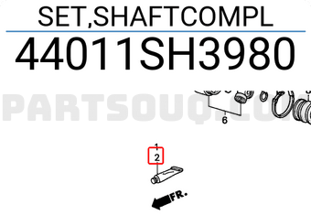 Honda 44011SH3980 SET,SHAFTCOMPL