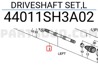 Honda 44011SH3A02 DRIVESHAFT SET,L