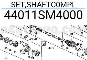 Honda 44011SM4000 SET,SHAFTC0MPL