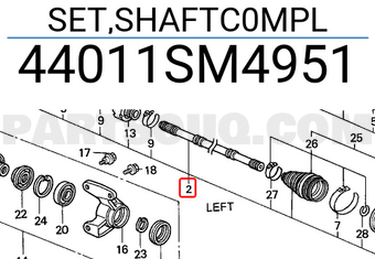 Honda 44011SM4951 SET,SHAFTC0MPL