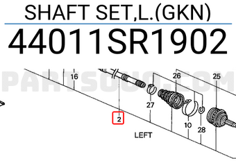 Honda 44011SR1902 SHAFT SET,L.(GKN)