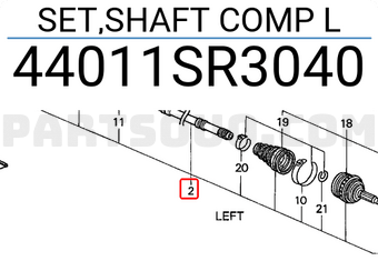 Honda 44011SR3040 SET,SHAFT COMP L