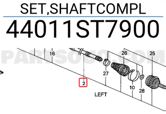 Honda 44011ST7900 SET,SHAFTCOMPL