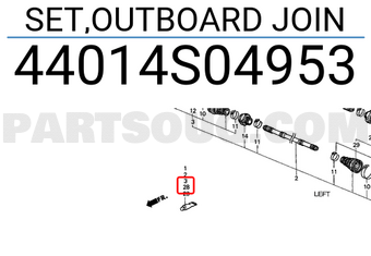 Honda 44014S04953 SET,OUTBOARD JOIN