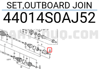 Honda 44014S0AJ52 SET,OUTBOARD JOIN