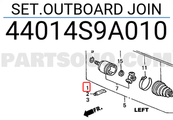 Honda 44014S9A010 SET.OUTBOARD JOIN