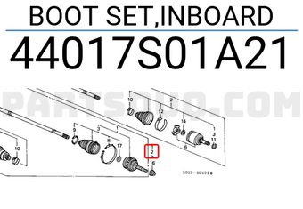 Honda 44017S01A21 BOOT SET,INBOARD