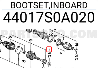 Honda 44017S0A020 BOOTSET,INBOARD