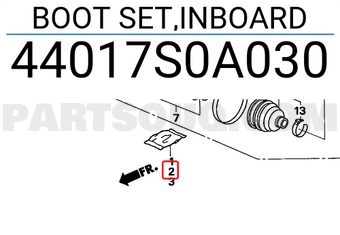 Honda 44017S0A030 BOOT SET,INBOARD