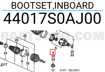 Honda 44017S0AJ00 BOOTSET,INBOARD