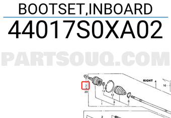 Honda 44017S0XA02 BOOTSET,INBOARD