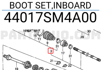 Honda 44017SM4A00 BOOT SET,INBOARD
