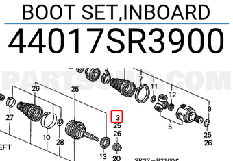 Honda 44017SR3900 BOOT SET,INBOARD