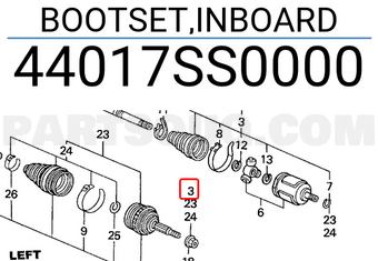 Honda 44017SS0000 BOOTSET,INBOARD