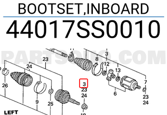Honda 44017SS0010 BOOTSET,INBOARD