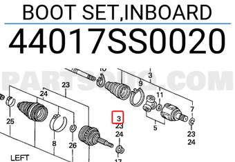 Honda 44017SS0020 BOOT SET,INBOARD