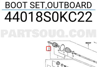 Honda 44018S0KC22 BOOT SET,OUTBOARD