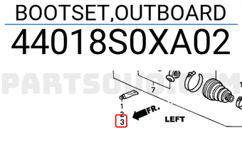 Honda 44018S0XA02 BOOTSET,OUTBOARD