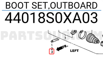 Honda 44018S0XA03 BOOT SET,OUTBOARD