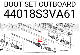 Honda 44018S3VA61 BOOT SET,OUTBOARD