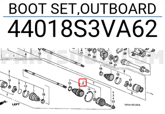 Honda 44018S3VA62 BOOT SET,OUTBOARD