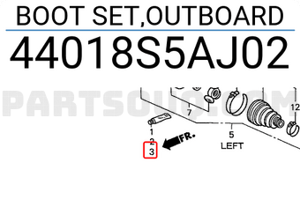 Honda 44018S5AJ02 BOOT SET,OUTBOARD