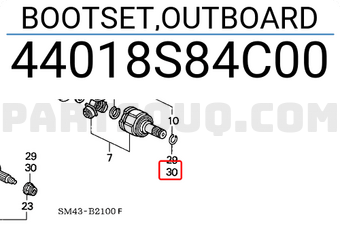 Honda 44018S84C00 BOOTSET,OUTBOARD