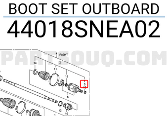 Honda 44018SNEA02 BOOT SET OUTBOARD