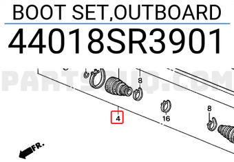 Honda 44018SR3901 BOOT SET,OUTBOARD