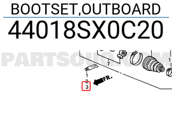 Honda 44018SX0C20 BOOTSET,OUTBOARD