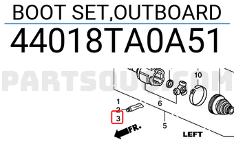 Honda 44018TA0A51 BOOT SET,OUTBOARD