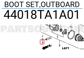 Honda 44018TA1A01 BOOT SET,OUTBOARD