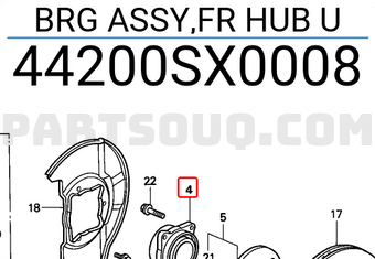Honda 44200SX0008 BRG ASSY,FR HUB U