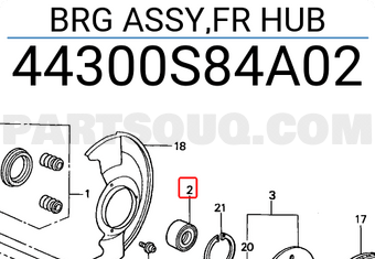 Honda 44300S84A02 BRG ASSY,FR HUB