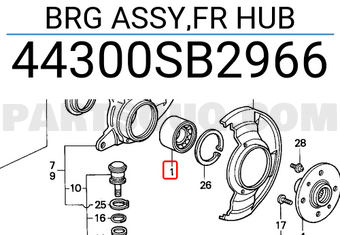 Honda 44300SB2966 BRG ASSY,FR HUB