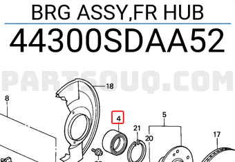 Honda 44300SDAA52 BRG ASSY,FR HUB