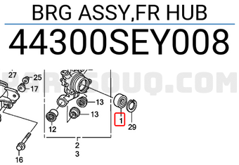 Honda 44300SEY008 BRG ASSY,FR HUB