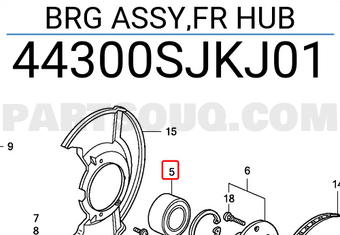 Honda 44300SJKJ01 BRG ASSY,FR HUB