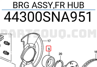 Honda 44300SNA951 BRG ASSY,FR HUB