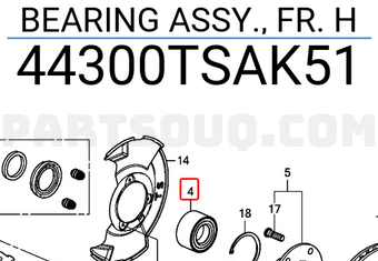 Honda 44300TSAK51 BEARING ASSY., FR. H