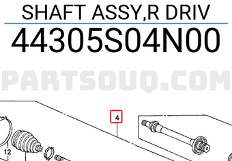 Honda 44305S04N00 SHAFT ASSY,R DRIV