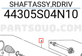 Honda 44305S04N10 SHAFTASSY,RDRIV