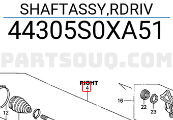 Honda 44305S0XA51 SHAFTASSY,RDRIV