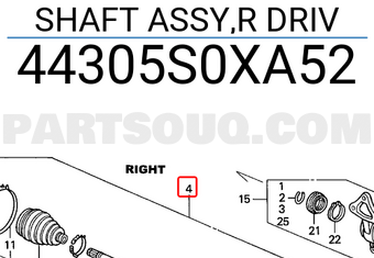 Honda 44305S0XA52 SHAFT ASSY,R DRIV