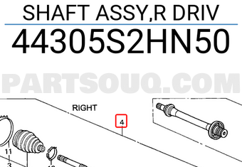 Honda 44305S2HN50 SHAFT ASSY,R DRIV