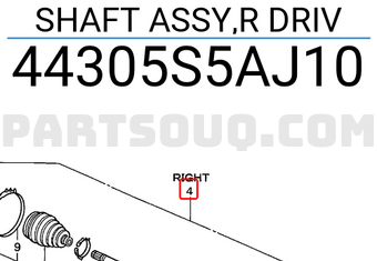 Honda 44305S5AJ10 SHAFT ASSY,R DRIV